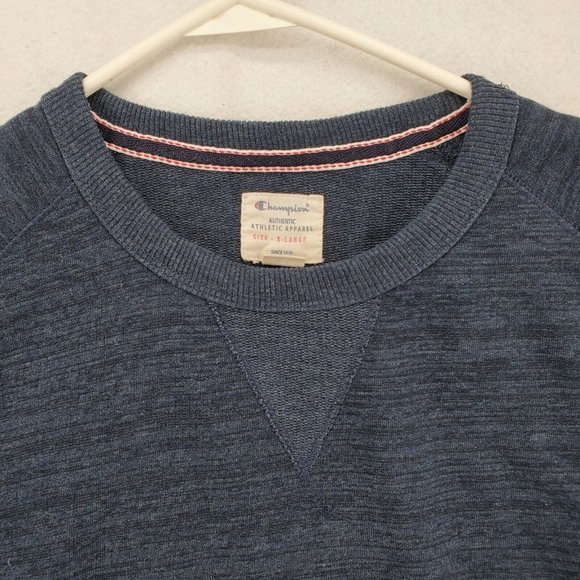 CHAMPION Sweater Men's L/S Crew Neck Tight Knit Pullover Blue Extra Large - Picture 7 of 12
